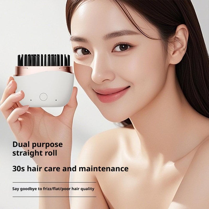 Mini Hair Straightener, Cordless Mini Straightener Brush with Fast Heating, Double-sided Ceramic Plates, Portable Travel Hair Tool, 3 Temperature Settings (white) - Image 2